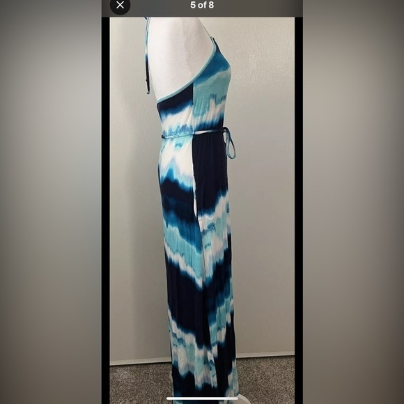 Tie Dye Halter Maxi Dress Tie Front XS - Picture 3 of 8